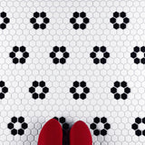 Merola Tile Metro Hex Matte White with Flower Porcelain Mosaic Tile, 10-1/4 in. x 11-7/8 in., 6mm (8.56 sq. ft./Case)