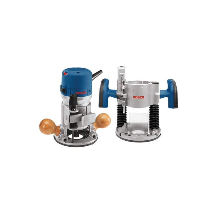 Bosch 12 Amp 2-1/4 HP Plunge and Fixed Base Corded Router Kit with Bonus Guide, Dust Extraction Hood and Adapter