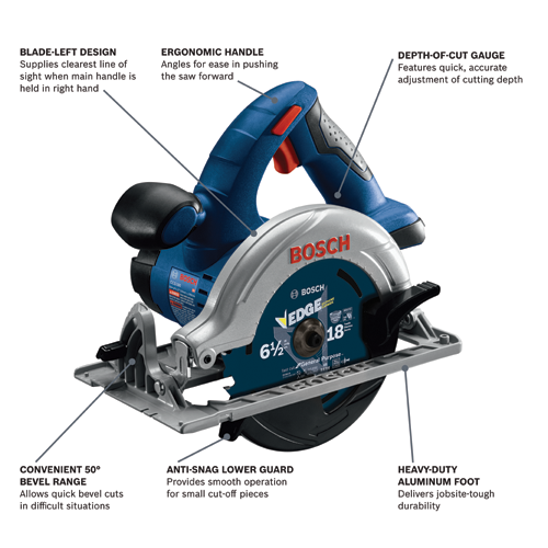 Bosch CCS180B 18V 6-1/2 in. Blade-Left Cordless Circular Saw, Bare Tool