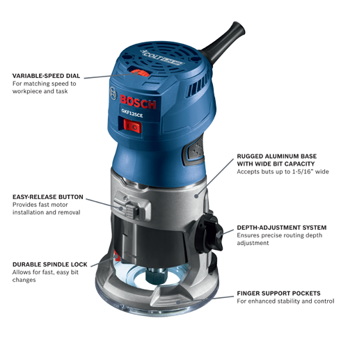 Bosch Colt Corded Palm Router, 1.25-HP, 7-Amp, GKF125CEN
