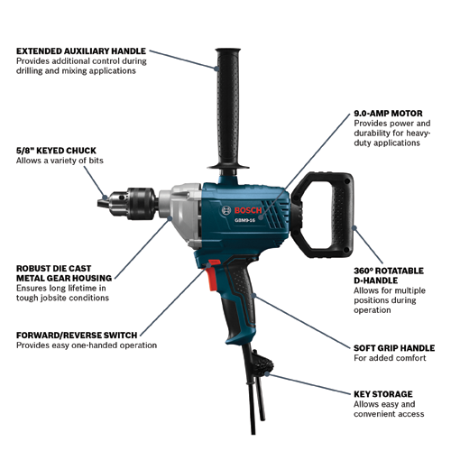 Bosch GBM9-16 9-Amp 5/8-in Keyed Corded Mixer/Drill