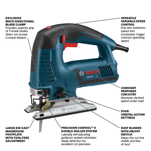 Bosch JS572EK 7.2-Amp Variable Speed Top-Handle Keyless Jigsaw Kit