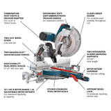Bosch 15 Amp 12 in. Corded Dual-Bevel Sliding Glide Miter Saw with 60-Tooth Blade, GCM12SD