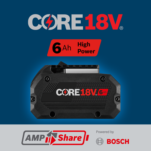 Bosch CORE18V 2-Pack 6 Ah Lithium-Ion Power Tool Battery Kit with 18V Fast Charger (GXS18V-20N26)