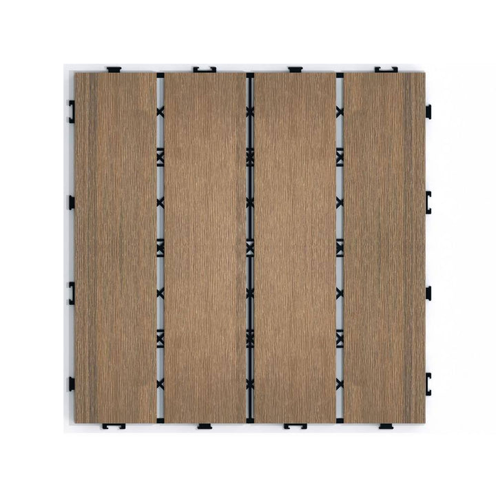 Tidoin Outdoor 1 ft. x 1 ft. Composite Deck Tile in Oak(11 Per Box)