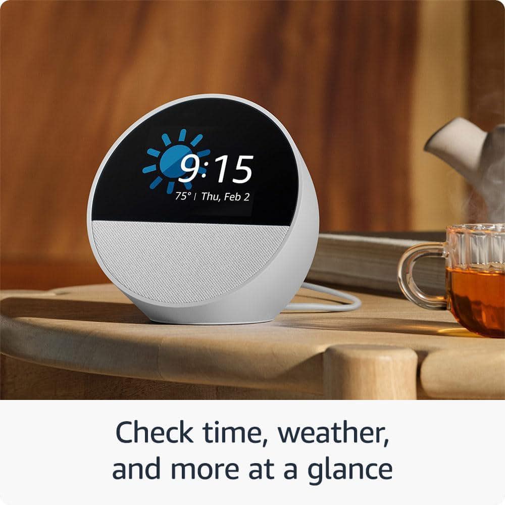 Amazon Echo Spot (2024 Release) Smart Alarm Clock with Vibrant Sound Plus Alexa, Ocean Blue