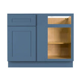 LIFEART CABINETRY Lancaster Blue Plywood Shaker Stock Assembled Blind Corner Kitchen Cabinet (42 in. W x 34.5 in. H x 24 in. D)