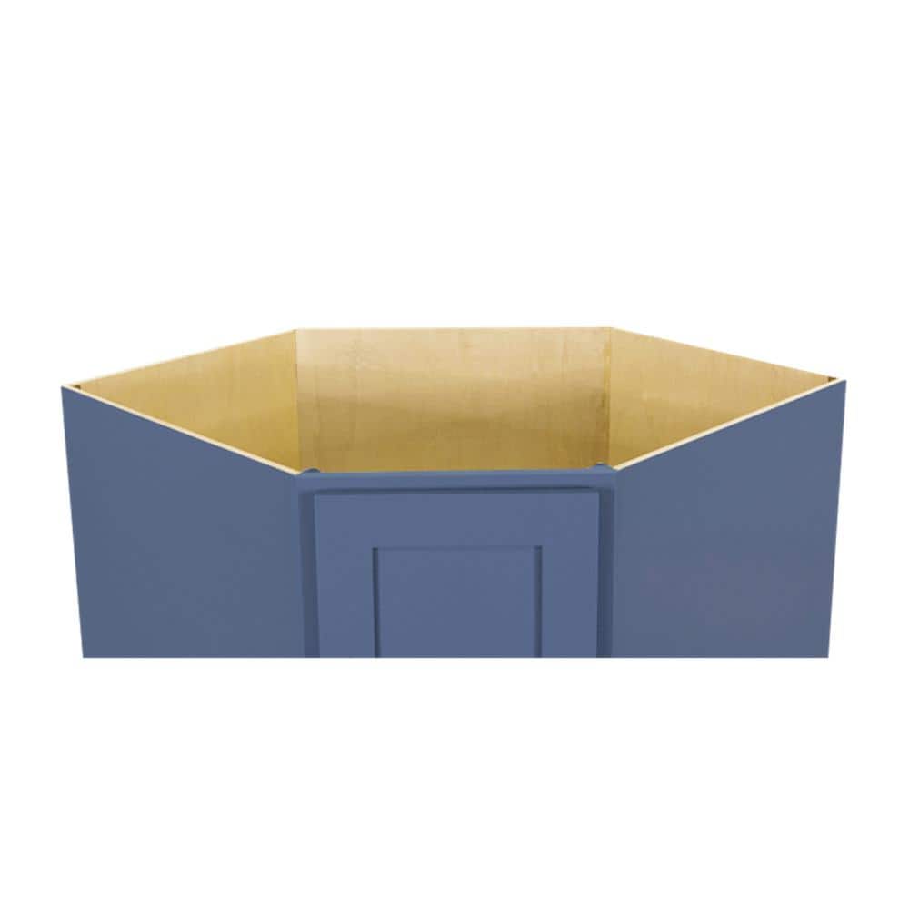 LIFEART CABINETRY Lancaster Blue Plywood Shaker Stock Assembled Base Corner Kitchen Cabinet (36 in. W x 34.5 in. H x 24 in. D)