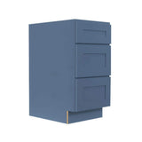 LIFEART CABINETRY Lancaster Blue Plywood Shaker Stock Assembled 3-Drawer Base Kitchen Cabinet 12 in. W x 34.5 in. D H x 24 in. D