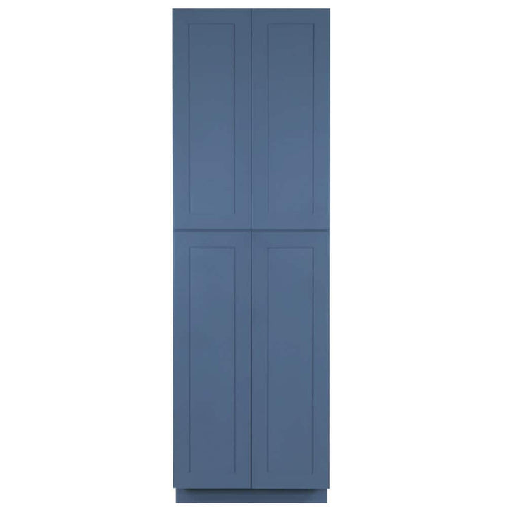 LIFEART CABINETRY Lancaster Blue Plywood Shaker Stock Assembled Tall Pantry Kitchen Cabinet 30 in. W x 96 in. D H x 27 in. D