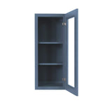 LIFEART CABINETRY Lancaster Blue Plywood Shaker Stock Assembled Wall Glass-Door Kitchen Cabinet 21 in. W x 12 in. D x 30 in. H