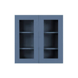 LIFEART CABINETRY Lancaster Blue Plywood Shaker Stock Assembled Wall Glass-Door Kitchen Cabinet 36 in. W x 12 in. D x 36 in. H