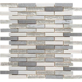 MSI Ocean Crest Brick 12 in. x 12 in. x 8 mm Glass, Metal & Stone Mesh-Mounted Mosaic Wall Tile (10 sq. ft./Case)