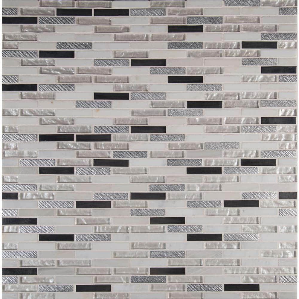 MSI Ocean Crest Brick 12 in. x 12 in. x 8 mm Glass, Metal & Stone Mesh-Mounted Mosaic Wall Tile (10 sq. ft./Case)