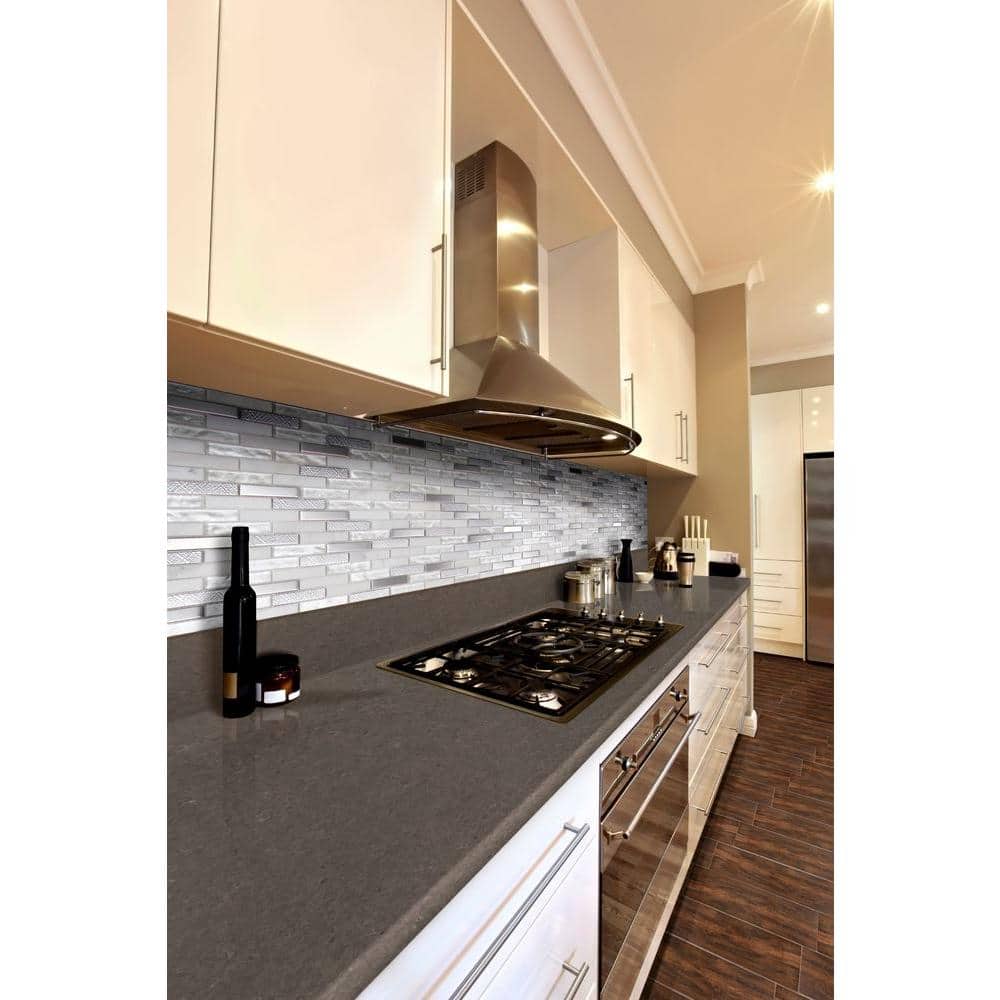 MSI Ocean Crest Brick 12 in. x 12 in. x 8 mm Glass, Metal & Stone Mesh-Mounted Mosaic Wall Tile (10 sq. ft./Case)