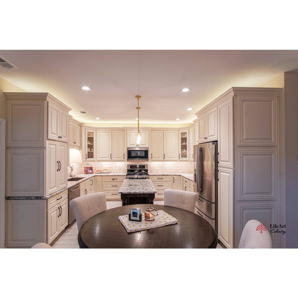 LIFEART CABINETRY Princeton Assembled 24 in. x 96 in. x 27 in. Tall Pantry with 4-Doors in Off-White