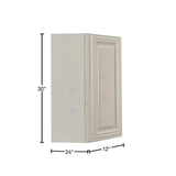 LIFEART CABINETRY Princeton Assembled 24 in. x 30 in. x 12 in. Wall Diagonal Corner Cabinet with 1-Door 2-Shelves in Off-White