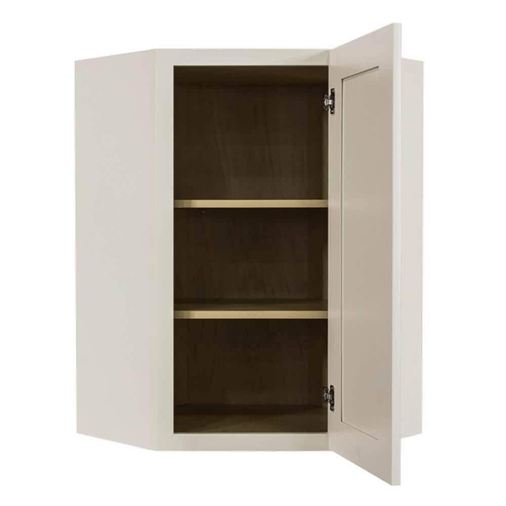 LIFEART CABINETRY Princeton Assembled 24 in. x 30 in. x 12 in. Wall Diagonal Corner Cabinet with 1-Door 2-Shelves in Off-White