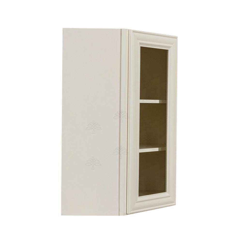 LIFEART CABINETRY Princeton Assembled 24 in. x 36 in. x 15 in. Wall Diagonal Mullion Door Cabinet with 1-Door 2-Shelves in Off-White
