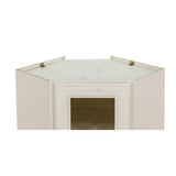 LIFEART CABINETRY Princeton Assembled 24 in. x 36 in. x 15 in. Wall Diagonal Mullion Door Cabinet with 1-Door 2-Shelves in Off-White