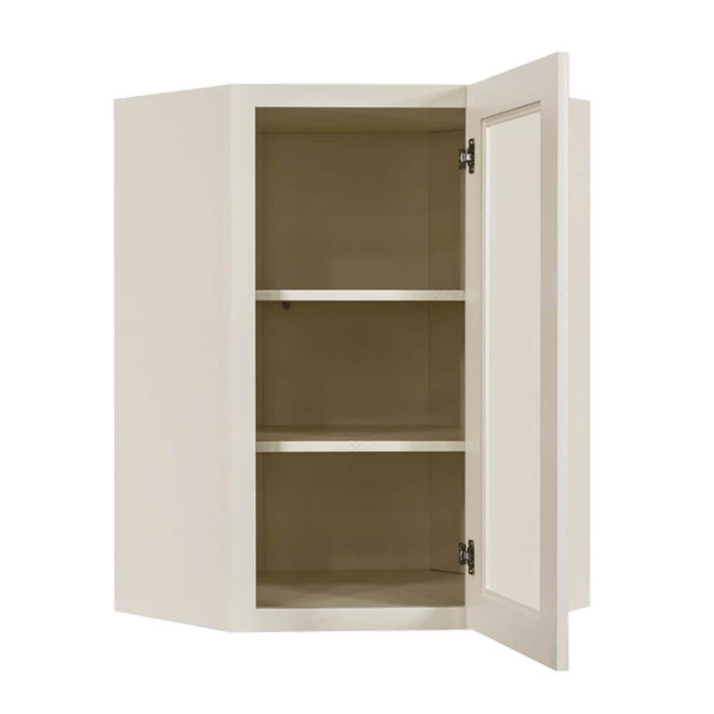 LIFEART CABINETRY Princeton Assembled 24 in. x 36 in. x 15 in. Wall Diagonal Mullion Door Cabinet with 1-Door 2-Shelves in Off-White