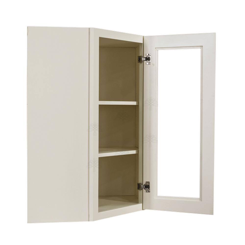 LIFEART CABINETRY Princeton Assembled 24 in. x 30 in. x 12 in. Wall Diagonal Mullion Door Cabinet with 1-Door 2-Shelves in Off-White