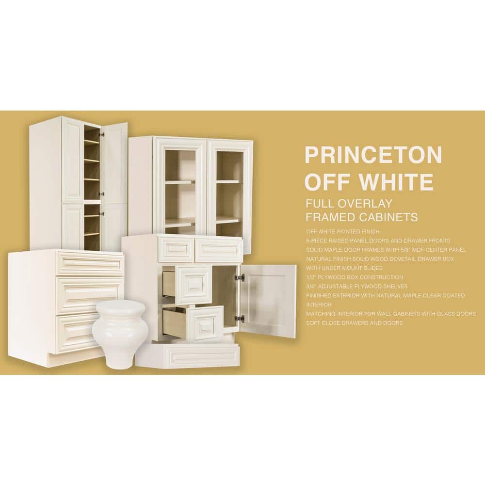 LIFEART CABINETRY Princeton Assembled 24 in. x 36 in. x 12 in. Wall Diagonal Mullion Door Cabinet with 1-Door 2-Shelves in Off-White