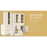 LIFEART CABINETRY Princeton Assembled 24 in. x 36 in. x 12 in. Wall Diagonal Mullion Door Cabinet with 1-Door 2-Shelves in Off-White