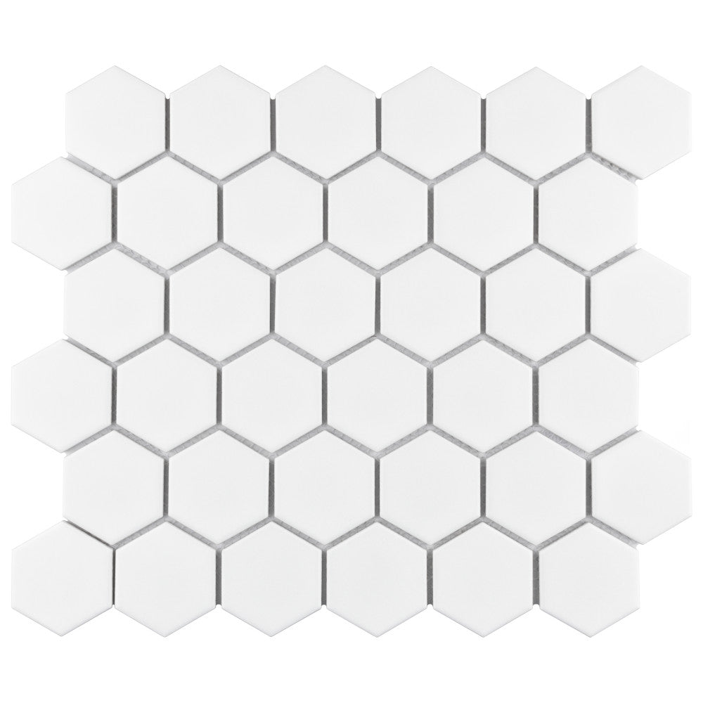 Metro 2" Hex Matte White 11-1/8 in. x 12-5/8 in. Porcelain Mosaic Tile (10.0 sq. ft./Case)