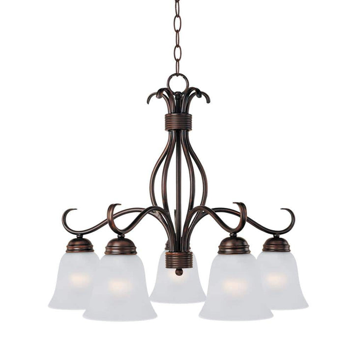 Maxim Lighting Basix 5-Light Gray Chandelier, Oil Rubbed Bronze, 25 in W x 21.5 in H