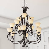 Maxim Lighting Manor 15-Light Oil-Rubbed Bronze Chandelier with Frosted Ivory Glass