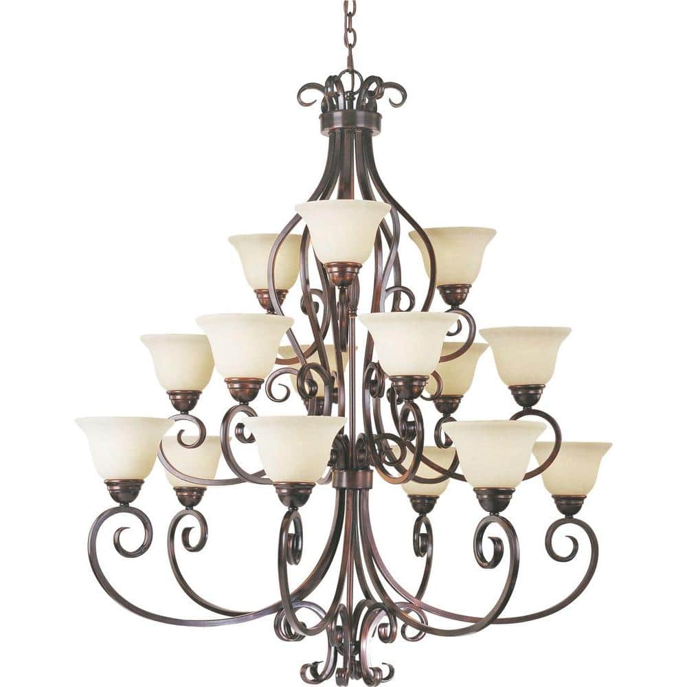 Maxim Lighting Manor 15-Light Oil-Rubbed Bronze Chandelier with Frosted Ivory Glass