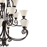 Maxim Lighting Manor 15-Light Oil-Rubbed Bronze Chandelier with Frosted Ivory Glass