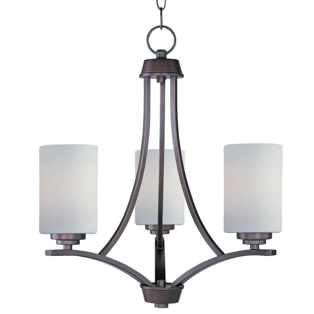 Maxim Lighting Deven 3-Light Oil Rubbed Bronze Chandelier with Satin White Shade
