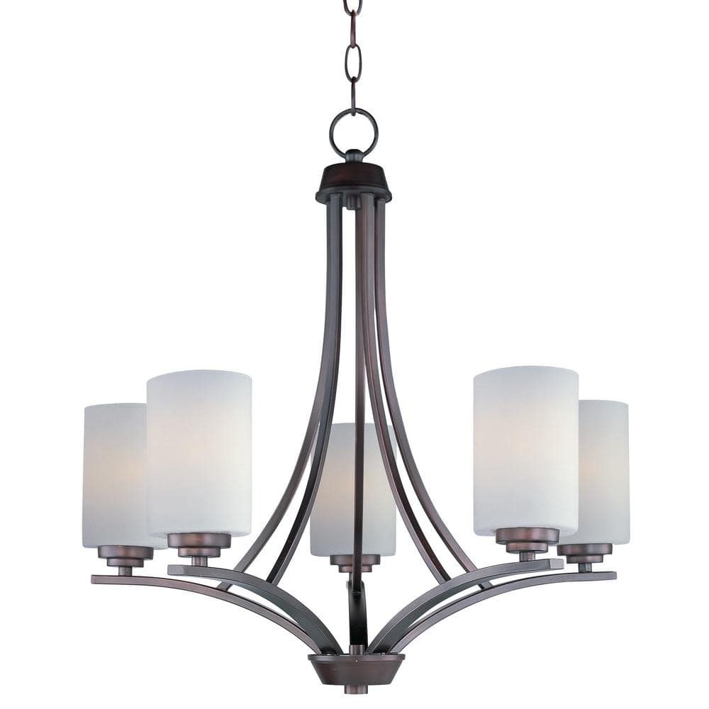 Maxim Lighting Deven 5-Light Oil Rubbed Bronze Chandelier with Satin White Shade