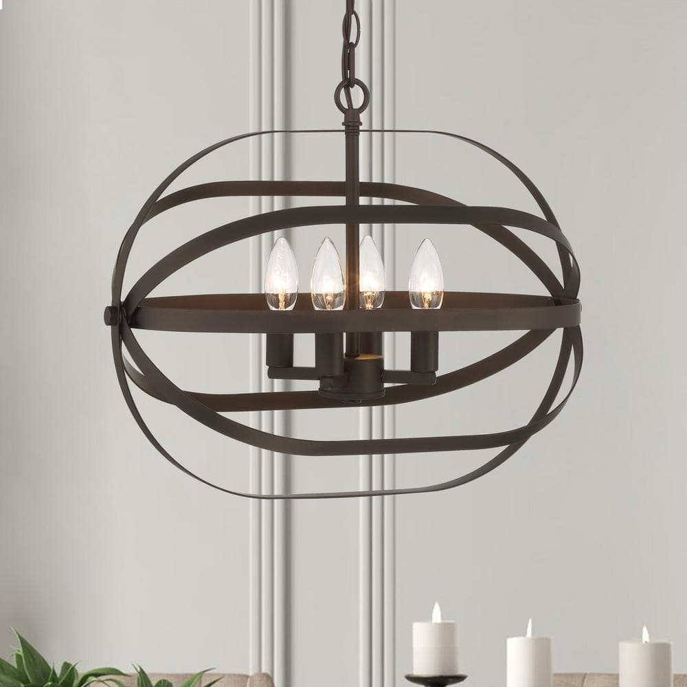 Vanity Art 4 -Light Unique/Statement Chandelier in Oil Rubbed Bronze