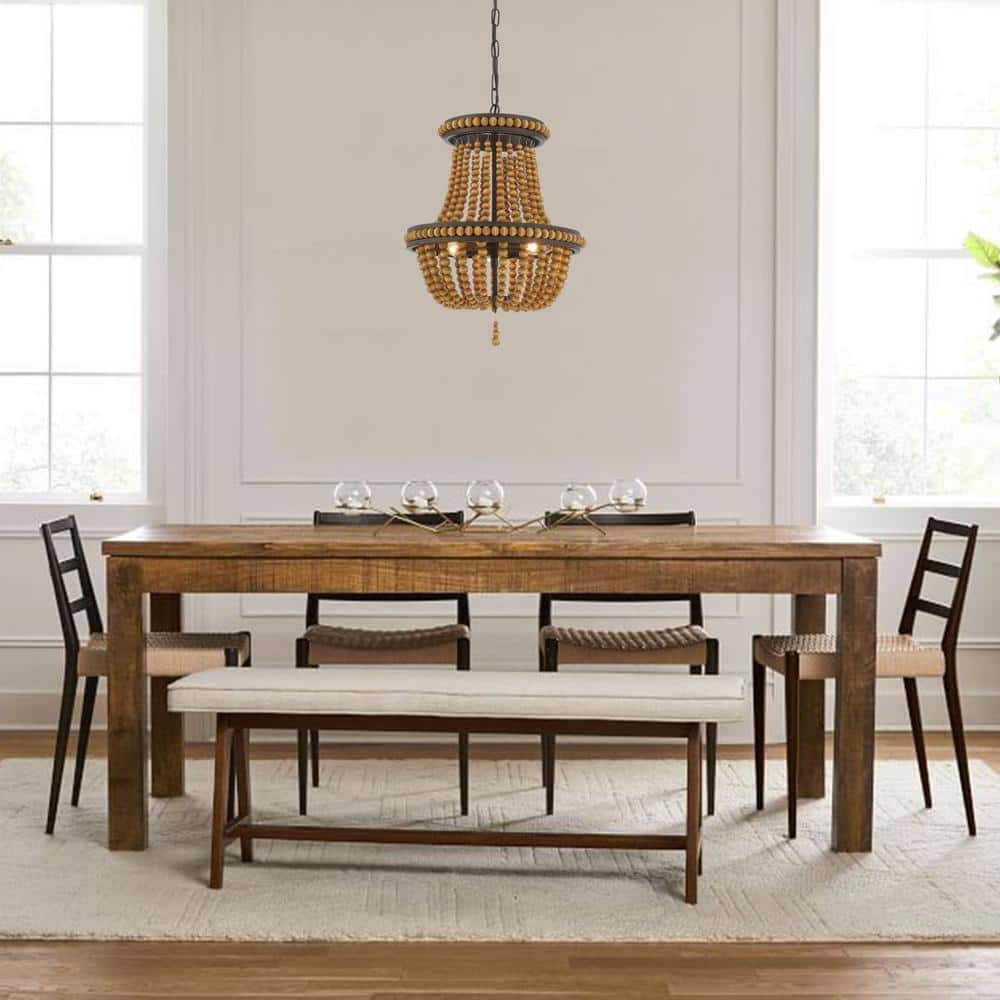 Vanity Art 3-Light Oil Rubbed Bronze Lantern Empire Chandelier with Beaded Accents