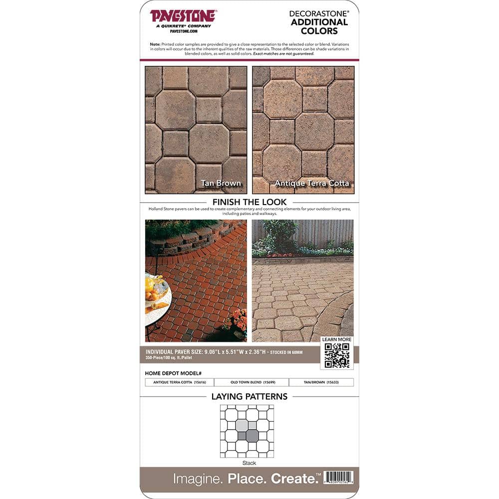 Pavestone Paper Sample Only of Decorastone 9.06 in. L x 5.51 in. W x 2.36 in. H Oldtown Blend Concrete Paver (1 - Piece)