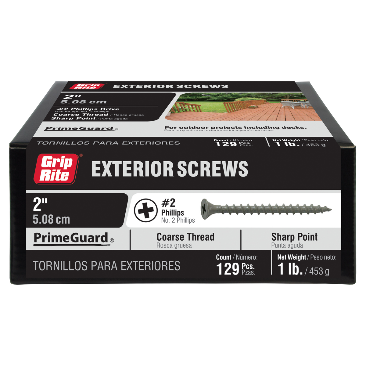 Grip-Rite PrimeGuard Ten #8 x 3-in Polymer-Coated Deck Screws, 25-lb Box