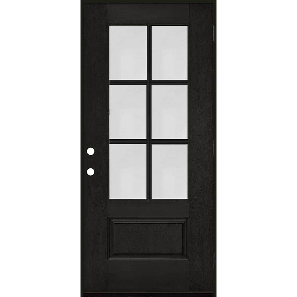 Steves & Sons Regency 36 in. x 80 in. 3/4-6 Lite Clear Glass LHOS Onyx Stain Mahogany Fiberglass Prehung Front Door