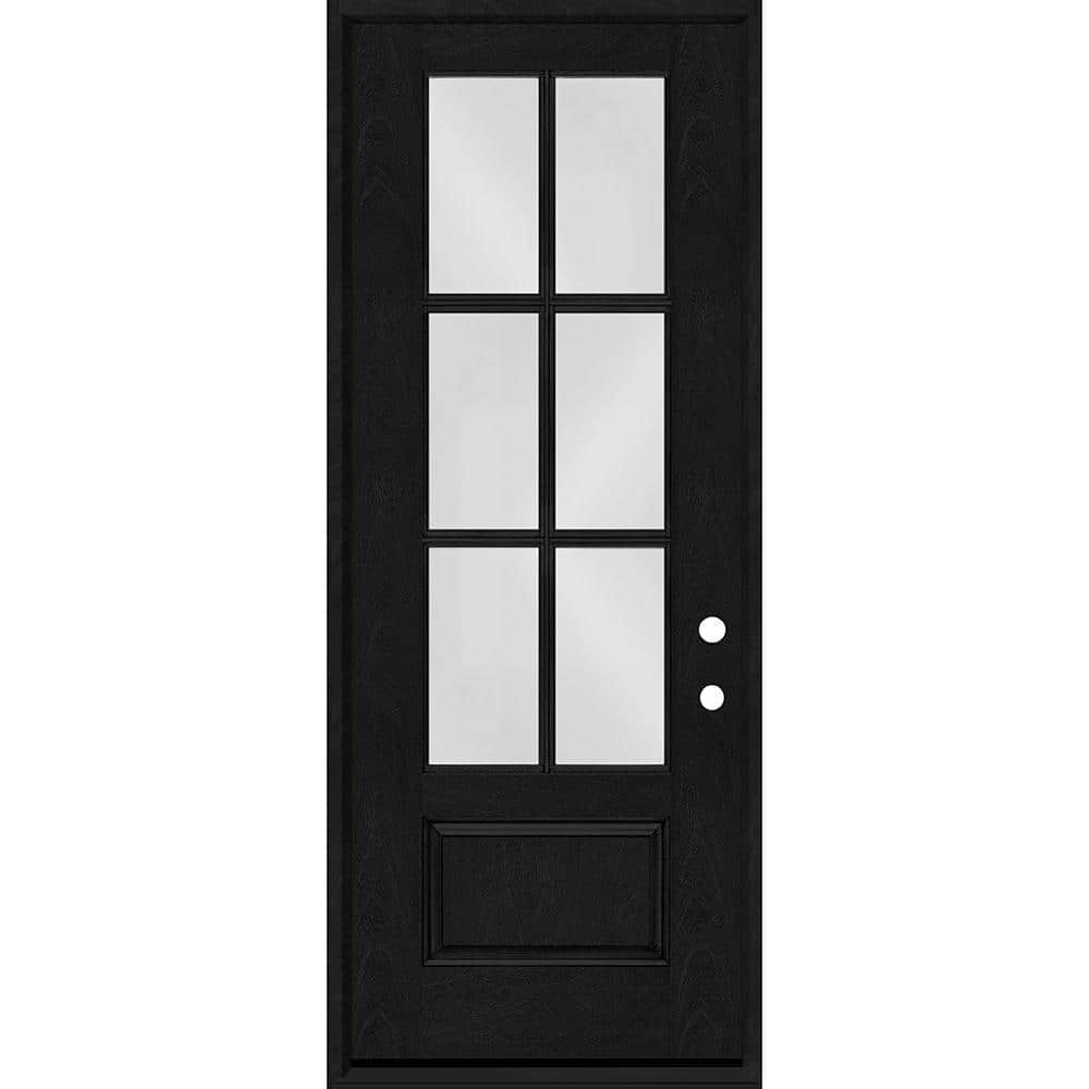 Steves & Sons Regency 36 in. x 96 in. 3/4-6 Lite Clear Glass LHIS Onyx Stained Fiberglass Prehung Front Door