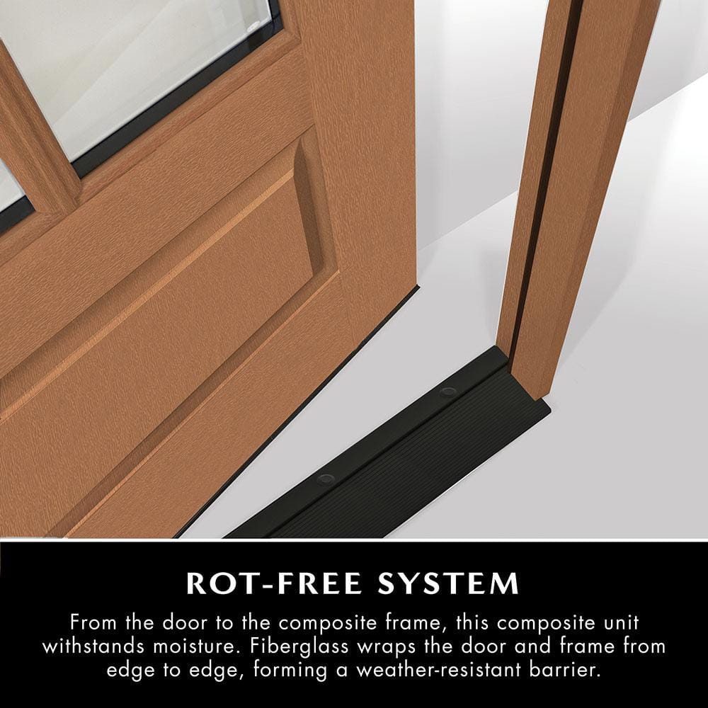Steves & Sons Regency 36 in. x 96 in. 3/4-6 Lite Clear Glass RHOS Onyx Stained Fiberglass Prehung Front Door