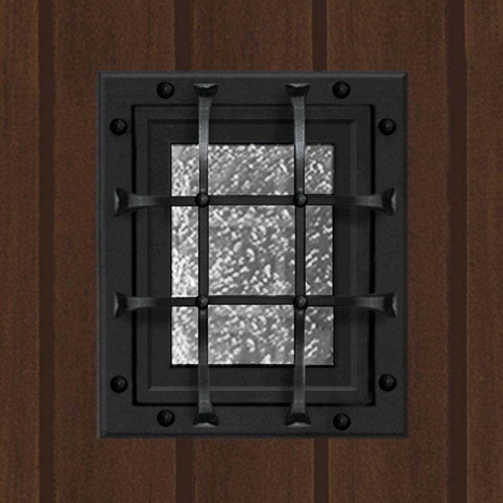 Steves & Sons Regency 68 in. x 80 in. 2-Panel Plank Cavalier Speakeasy LH Inswing Onyx Fiberglass Prehung Front Door with Double 14 in. Sidelites
