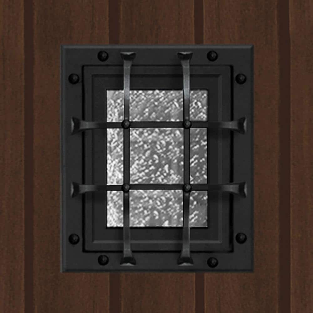 Steves & Sons Regency 68 in. x 80 in. 2-Panel Plank Cavalier Speakeasy RHIS Onyx Fiberglass Prehung Front Door with Double 14 in. Sidelites