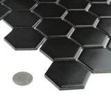 Merola Tile Metro Hex 2 in. Matte 11-1/8 in. x 12-5/8 in. Black Porcelain Mosaic (9.64 sq. ft. / Case)
