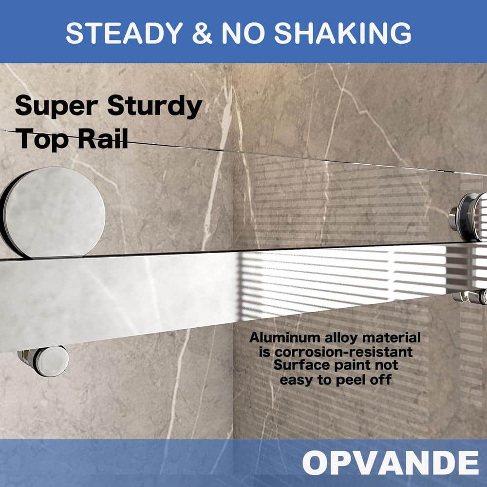 Opvande 56-60 in. W x 76 in. H Double Sliding Frameless Shower Door in Chrome Finish with 3/8 in. (10 mm) Tempered Glass