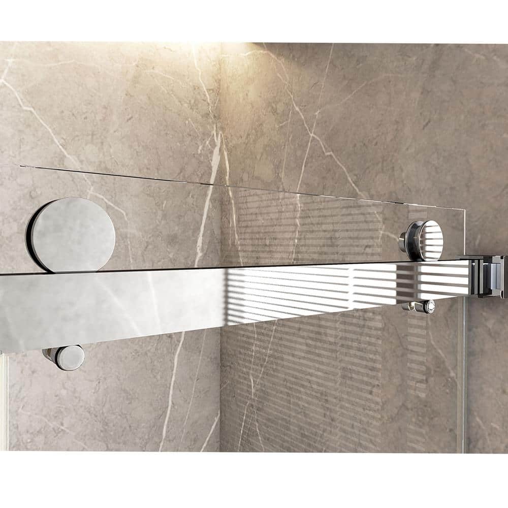 Opvande 56-60 in. W x 76 in. H Double Sliding Frameless Shower Door in Chrome Finish with 3/8 in. (10 mm) Tempered Glass
