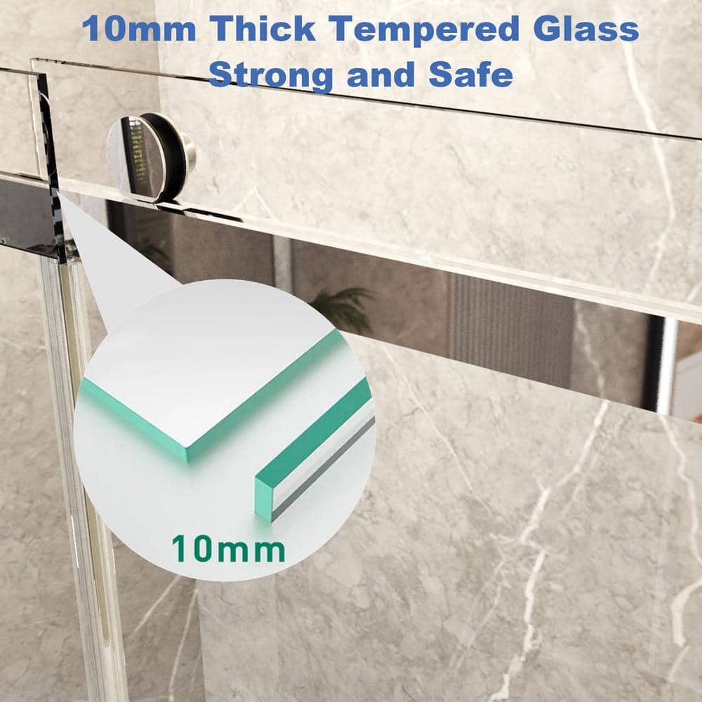 Opvande 56-60 in. W x 76 in. H Double Sliding Frameless Shower Door in Chrome Finish with 3/8 in. (10 mm) Tempered Glass