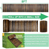 Angel Sar 8 ft. Wooden Garden Pathway, Yellow Roll Up Deck Tile for Decorative Outdoor