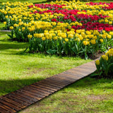 Angel Sar 8 ft. Wooden Garden Pathway, Yellow Roll Up Deck Tile for Decorative Outdoor